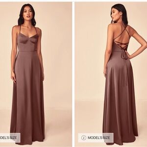 Azazie Chocolate Backless Maxi Dress